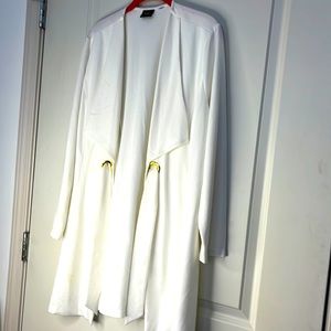 Chicos white jacket with gold accent, white belt